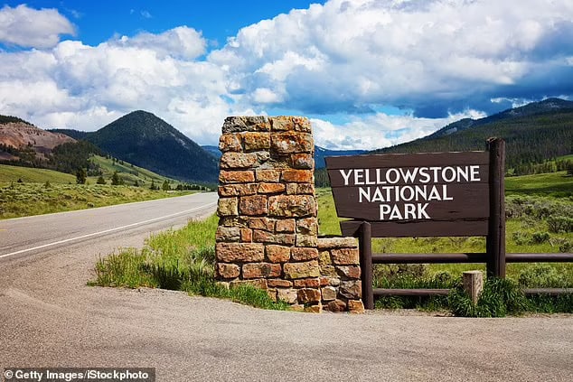 A photo of the scenic entrance of Yellowstone National Park