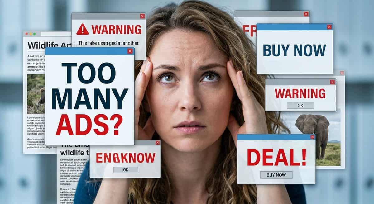 Too Many Ads distraction graphic